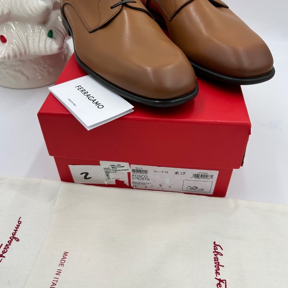 Men, Salvatore, Ferragamo, plain toe, Derby shoes, calf  leather size 12 Italy - Picture 3 of 10